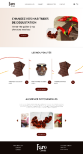 Maquette de l'accueil du site fictif Faro chocolat